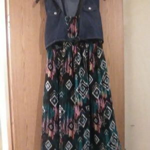 Sundress with attached jean cover new no tags